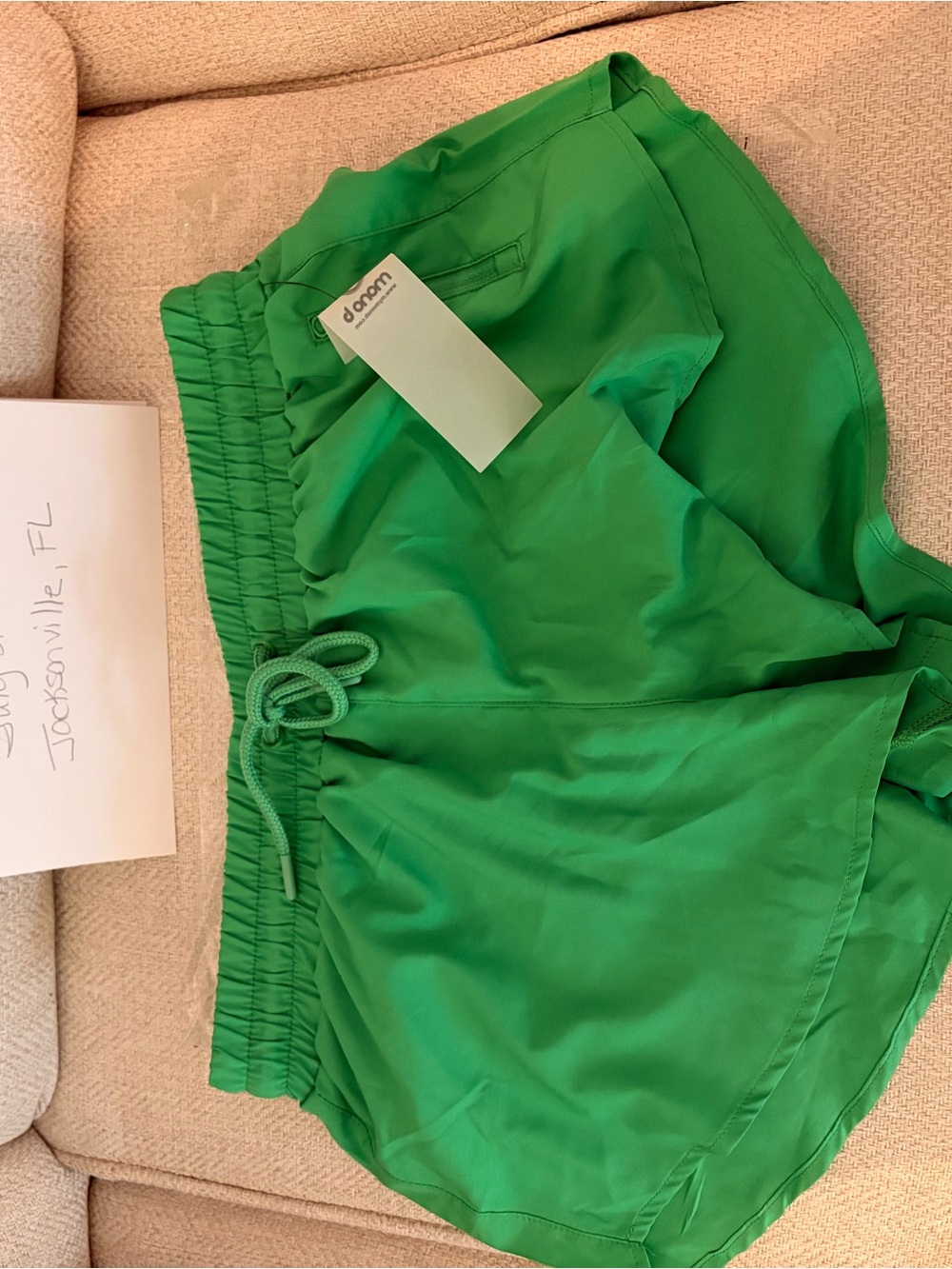 Mono B Women's Athletic Shorts in Bright Green